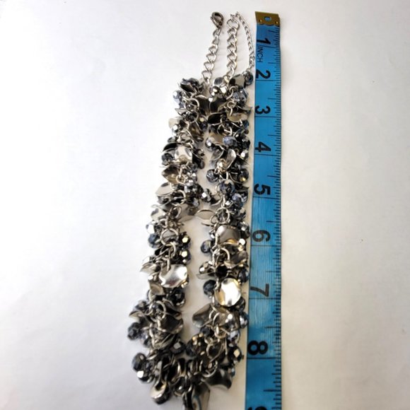 Silver Tone Choker Bib Necklace - Picture 7 of 15